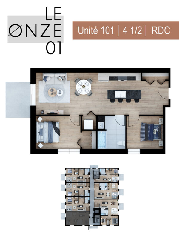 Appartement 2 chambres lumineux à Deux-Montagnes, idéal pour famille ou couple, avec espace de vie moderne, cuisine équipée, et chambres confortables.