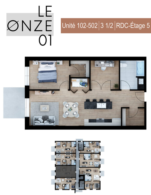 Appartement 1 chambre lumineux à Deux-Montagnes, idéal pour un séjour confortable en juillet. Conception moderne avec espace de vie ouvert, cuisine équipée et chambre spacieuse.