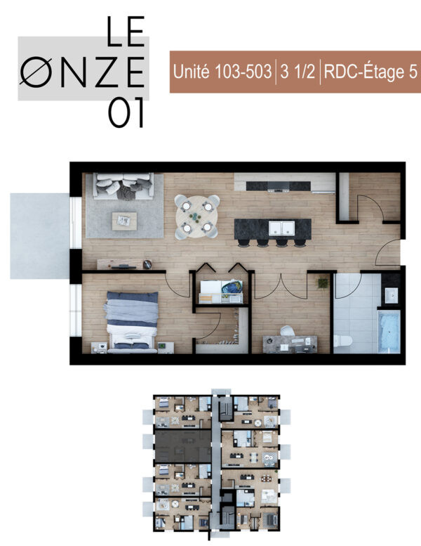 Appartement 1 chambre lumineux à Deux-Montagnes, idéal pour vivre confortablement ou investir. Situé au 5e étage, avec vue agréable et aménagement moderne.