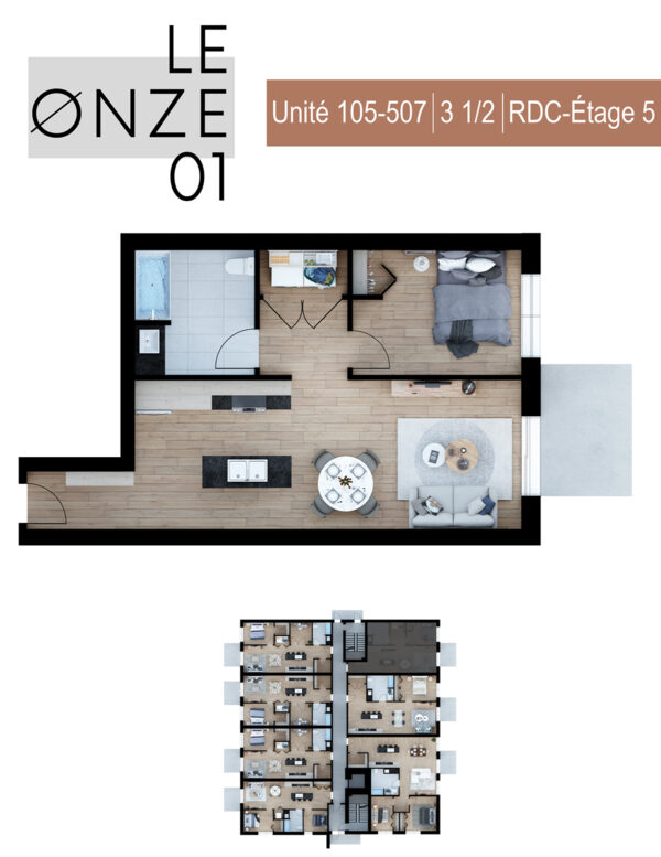 Appartement 1 chambre lumineux et moderne à Deux-Montagnes, idéal pour un séjour confortable en juillet.