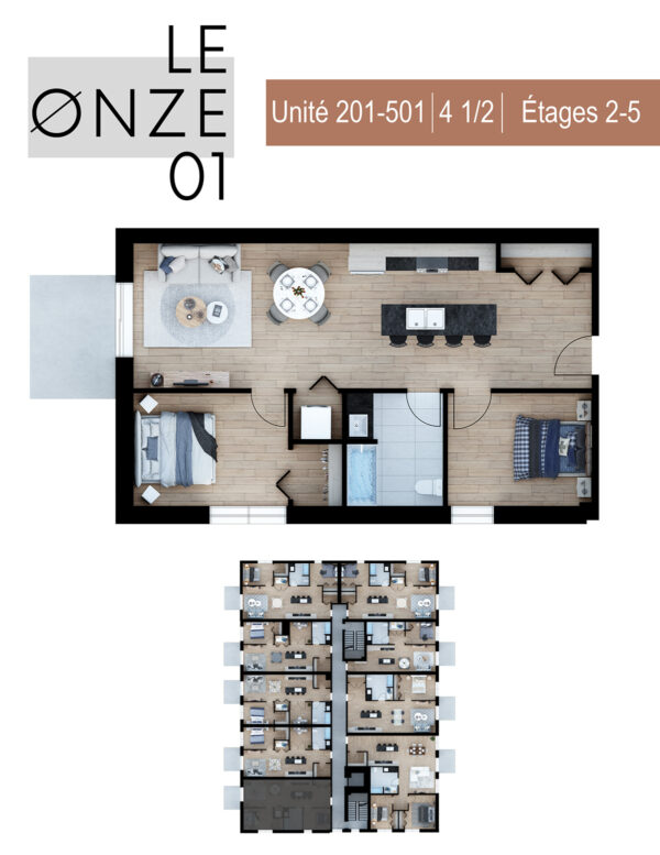 Appartement lumineux avec deux chambres spacieuses à Deux-Montagnes, idéal pour famille ou couple, situé au 2e étage dans un immeuble moderne.
