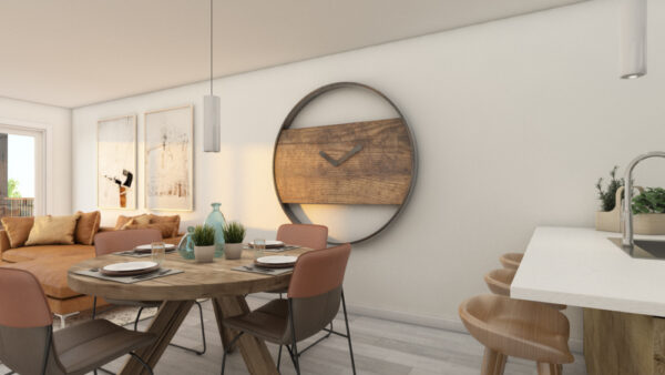 Intérieur moderne d'un appartement de deux chambres à Saint-Jérôme, avec salon spacieux, décoration élégante et mobilier contemporain, idéal pour une gestion immobilière efficace.